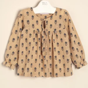 Blusa de gasa estampada Beige and blue