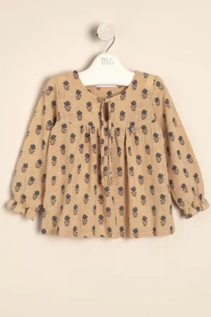 Blusa de gasa estampada Beige and blue
