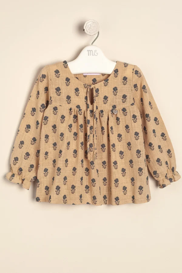 Blusa de gasa estampada Beige and blue