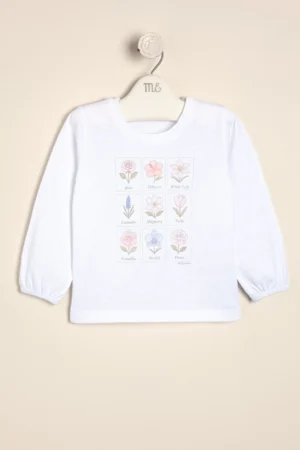 Remera de algodón estampada Fleurs