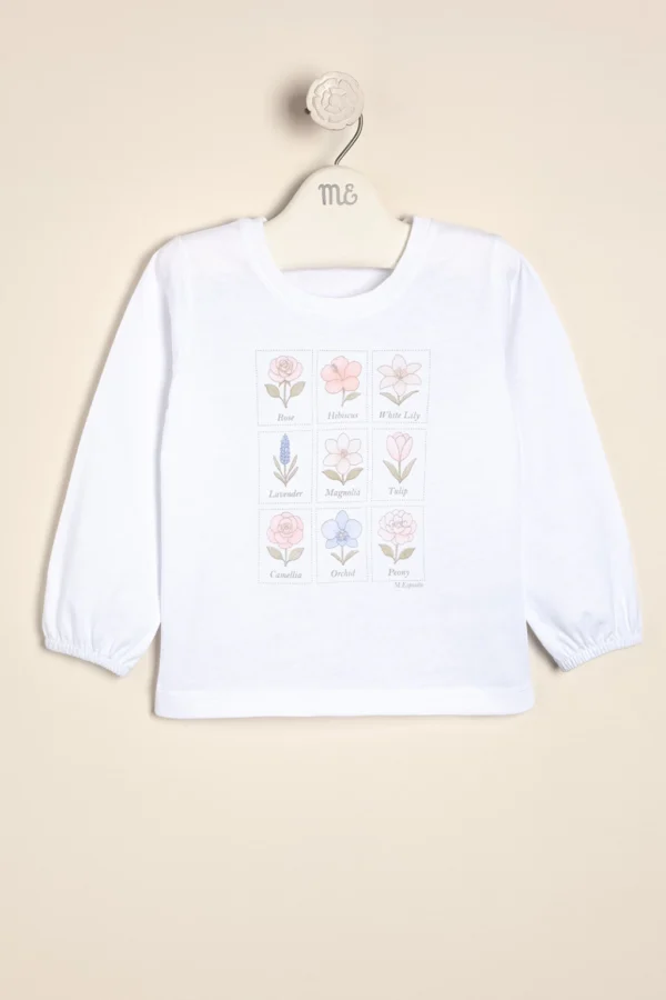 Remera de algodón estampada Fleurs