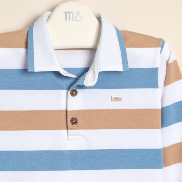 Remera de algodón rayado con cuello polo Felix
