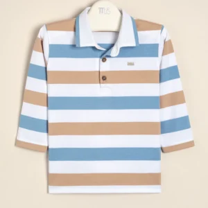 Remera de algodón rayado con cuello polo Felix