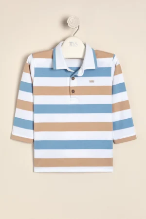 Remera de algodón rayado con cuello polo Felix