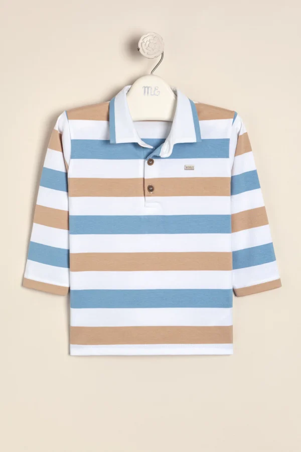 Remera de algodón rayado con cuello polo Felix