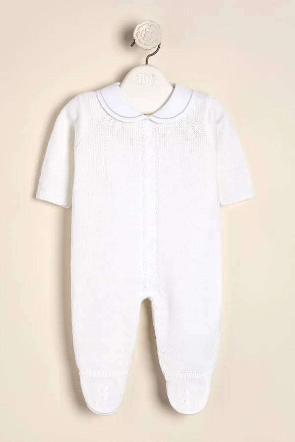 Enterito tejido con pie y cuello bordado Firenze