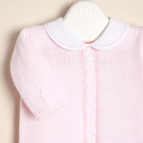 Enterito tejido con pie y cuello bordado Firenze