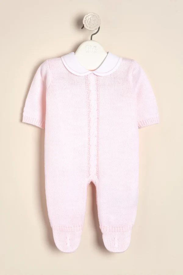 Enterito tejido con pie y cuello bordado Firenze