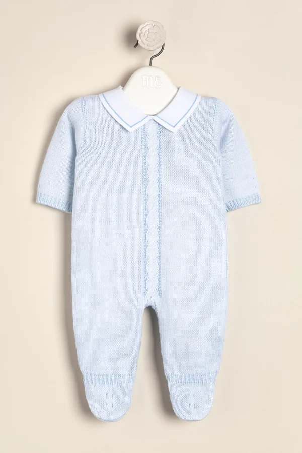 Enterito tejido con pie y cuello bordado Firenze