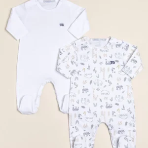 Pack de dos enteritos, estampado y liso