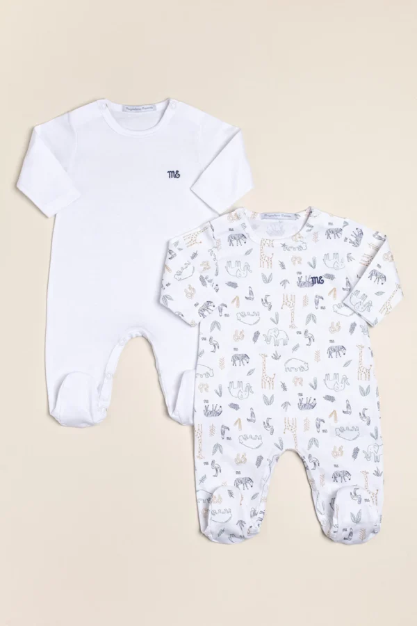 Pack de dos enteritos, estampado y liso