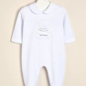 Enterito de plush de algodón bordado Osito con Sweater