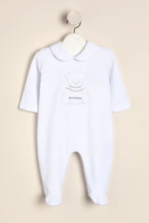 Enterito de plush de algodón bordado Osito con Sweater