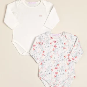 Pack de dos bodies, estampado y crudo con logo