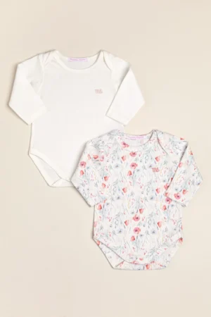Pack de dos bodies, estampado y crudo con logo